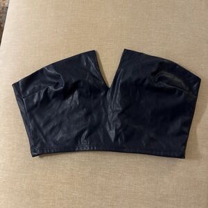 Black Faux Leather Strapless Top